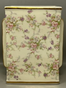 1930s Rose Transfer Pattern Ceramic Flower Vase