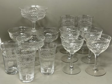 Antique Laurel Wreath Pattern Glass Stemware