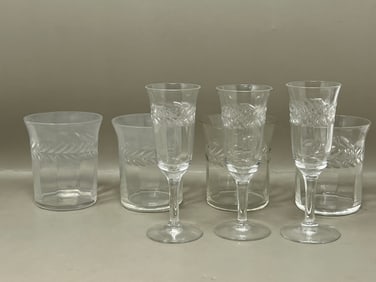 Antique Laurel Wreath Pattern Glass Stemware