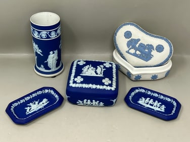 Wedgwood Jasperware Vase, Trinket Boxes, Trays