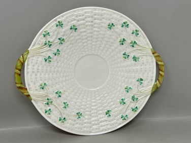Belleek Irish Porcelain Handled Cake Plate