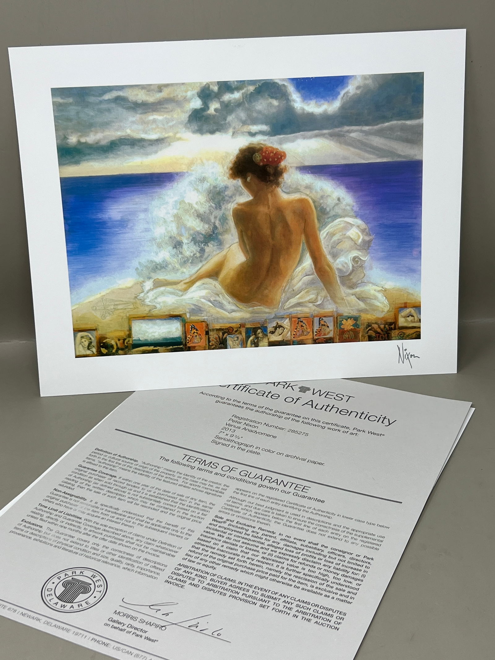 Peter Nixon "Venus Anadyomene" 7"x9 3/8" Seriolithograph, Signed in Plate: like new condition, has auth papers