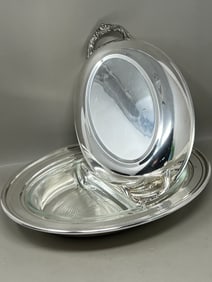 Silverplate Separated Glass Serving Dish
