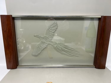 Midcentury Etched Glass Pheasant Serving Tray