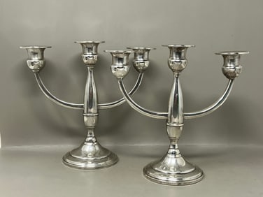 As Found Weighted Sterling Silver Candlesticks ** see note