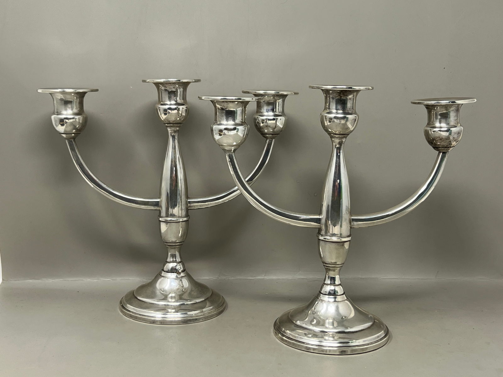 As Found Weighted Sterling Silver Candlesticks ** see note: broken at base, shown in photos
