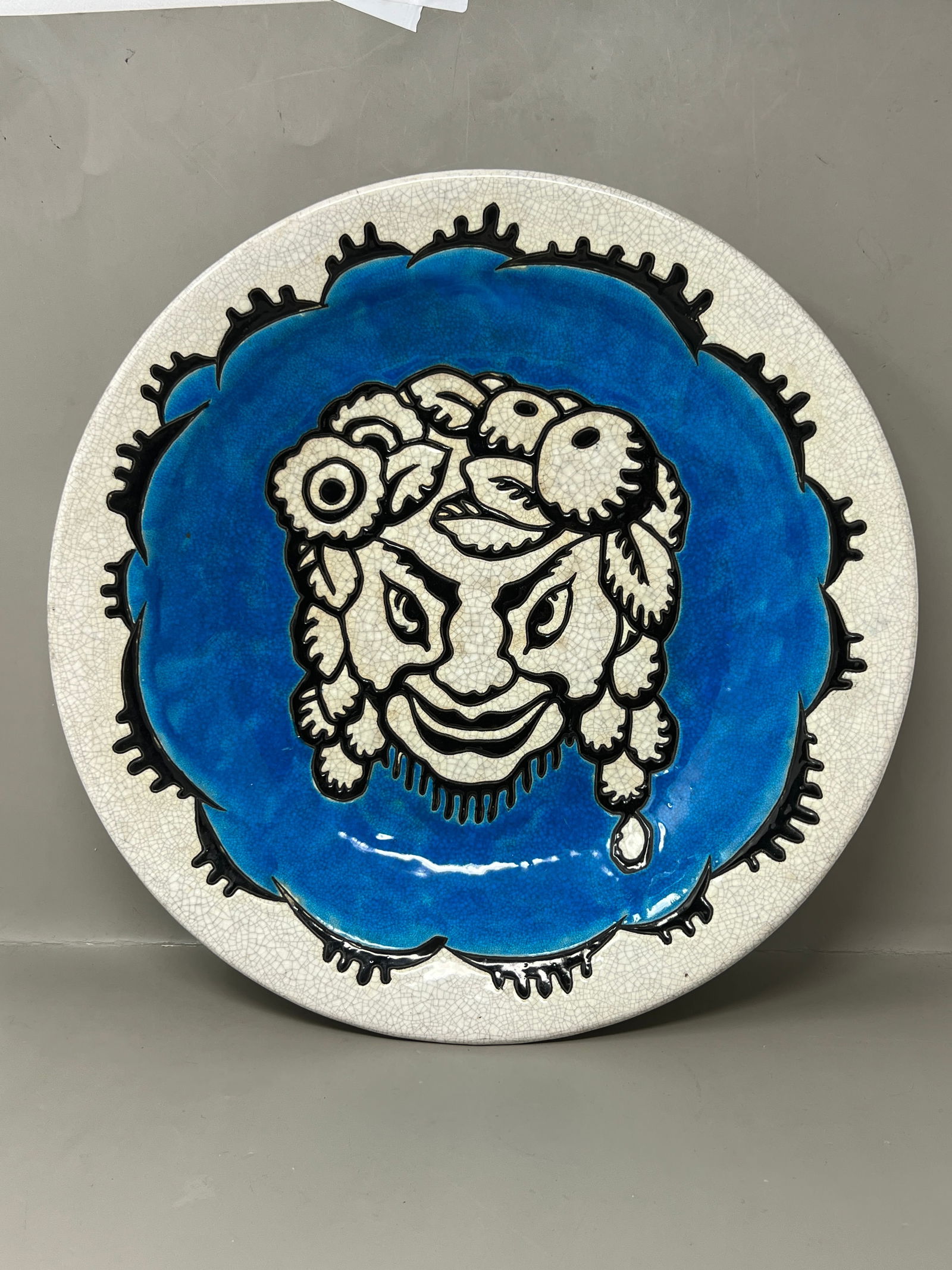 c. 1930s Charles Catteau Glazed Earthenware Platter: a showstopper piece!