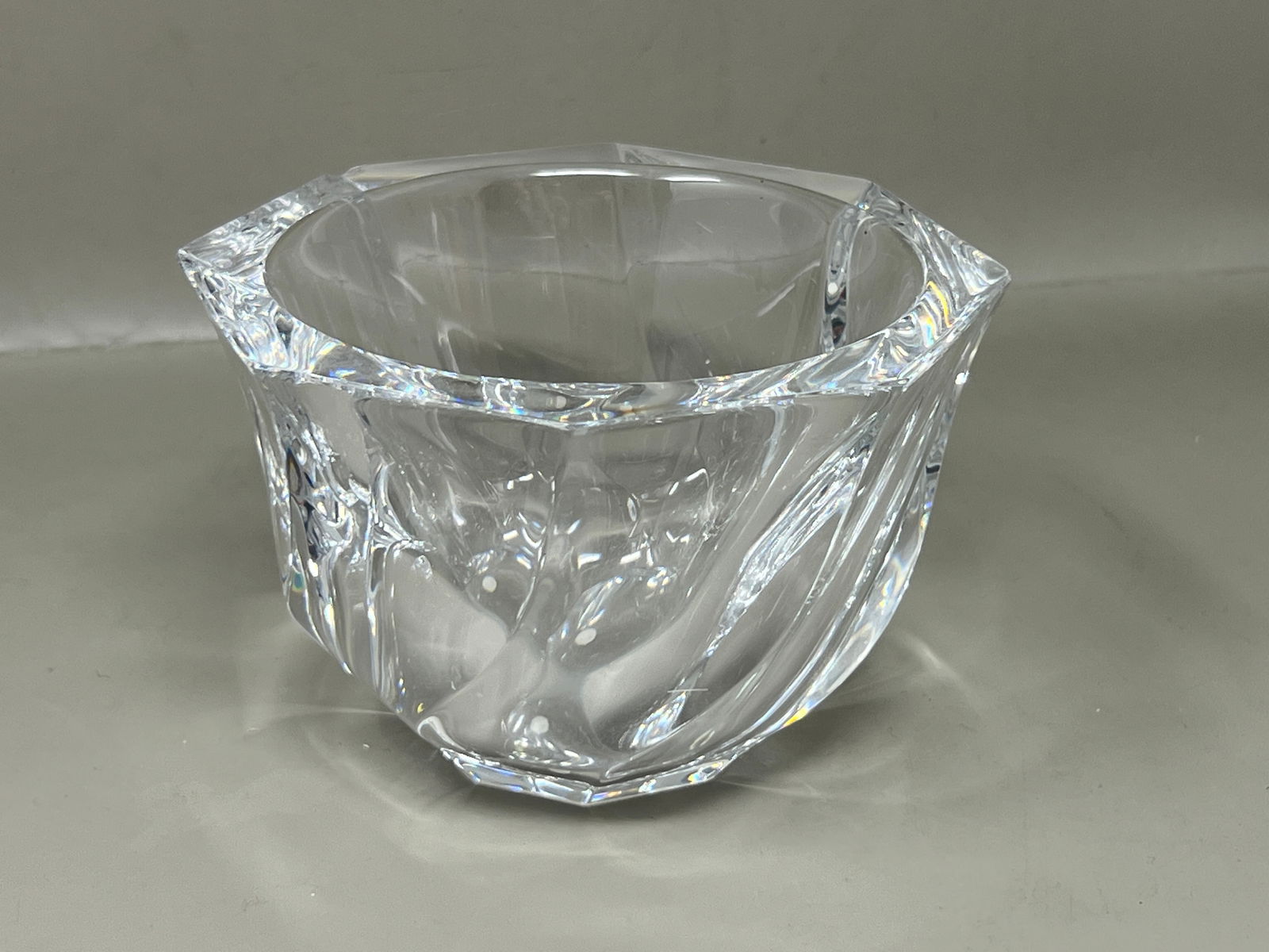Signed Orrefors Crystal Candy Dish Bowl Art Glass: smaller stature than the average Waterford decanter