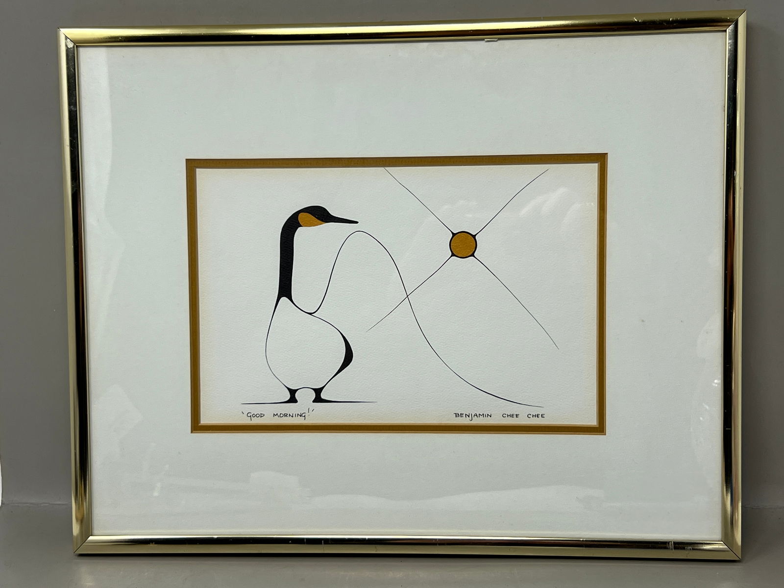 Vintage Benjamin Chee Chee Canadian First Nations "Good Morning!" Block Print: Get your goose!