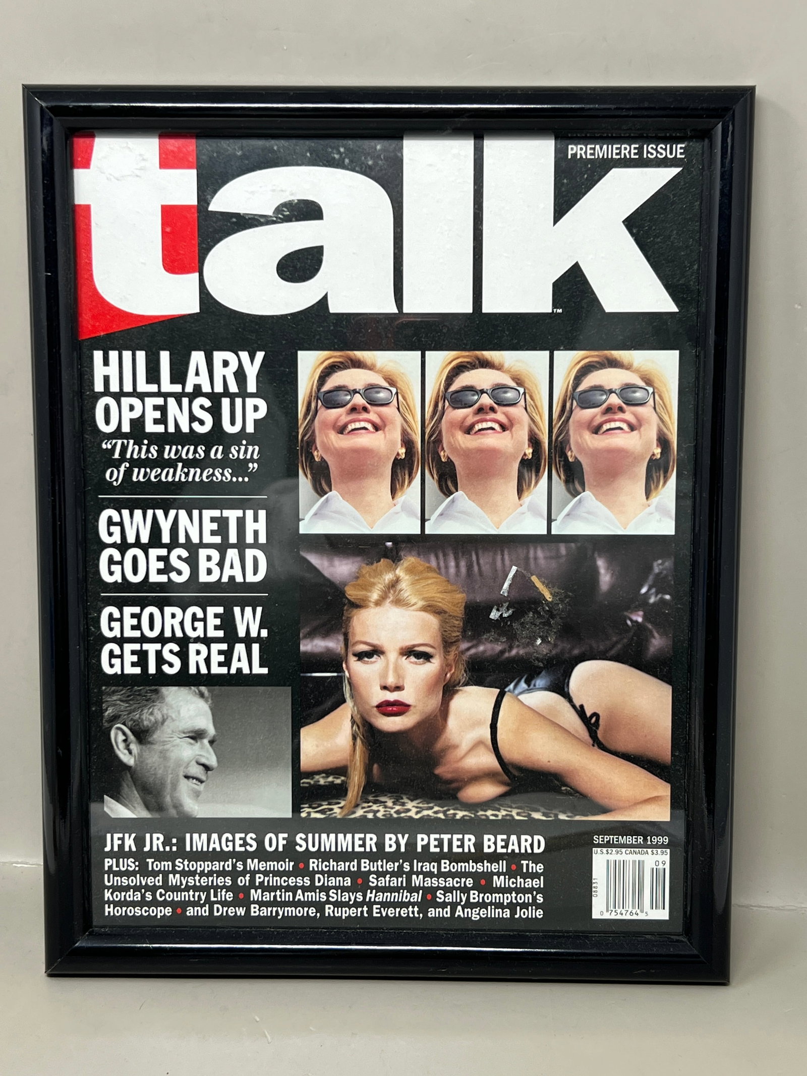 Framed Talk Magazine September 1999 Hillary Clinton, George W Bush, Gwyneth Paltrow: Framed and ready for display