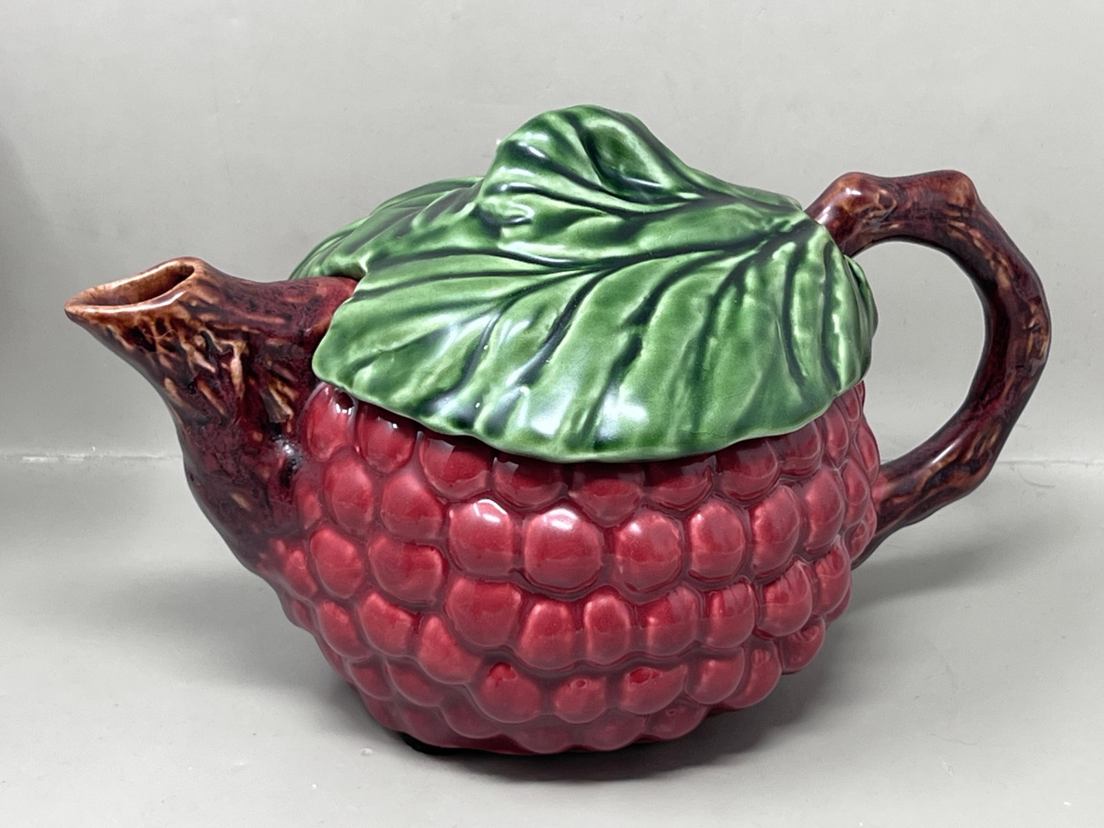 Jay Willfred for Andrea by Sadek Red Grapes Majolica Style Teapot: cottagecore cute