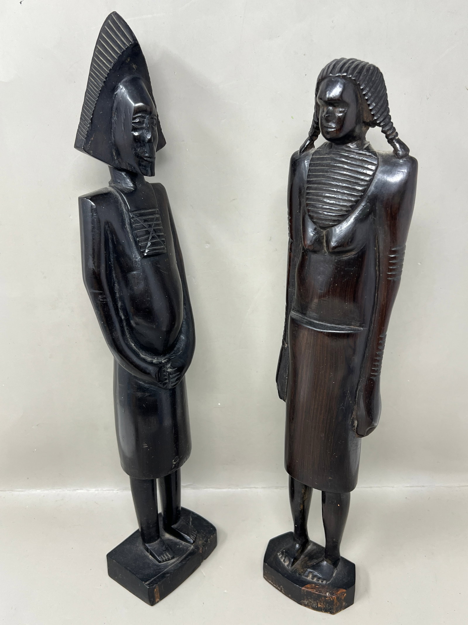 Hand Carved Ebony Wood African Woman and Warrior (1 of 15)
