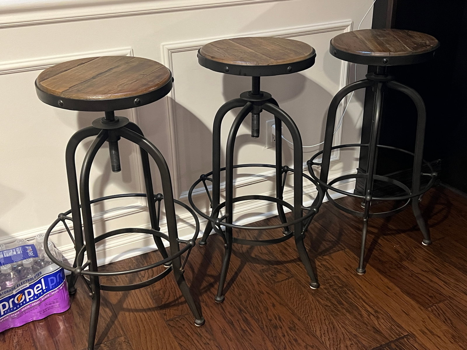 Trio of Arhaus Kensington Adjustable Height Bar Stools Barstools (1 of 8)