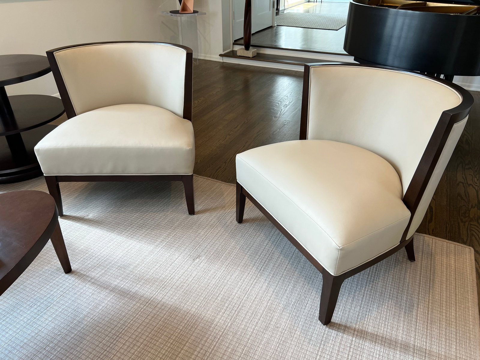 Pair of White Upholstered Occasional Slipper Chairs (1 of 8)