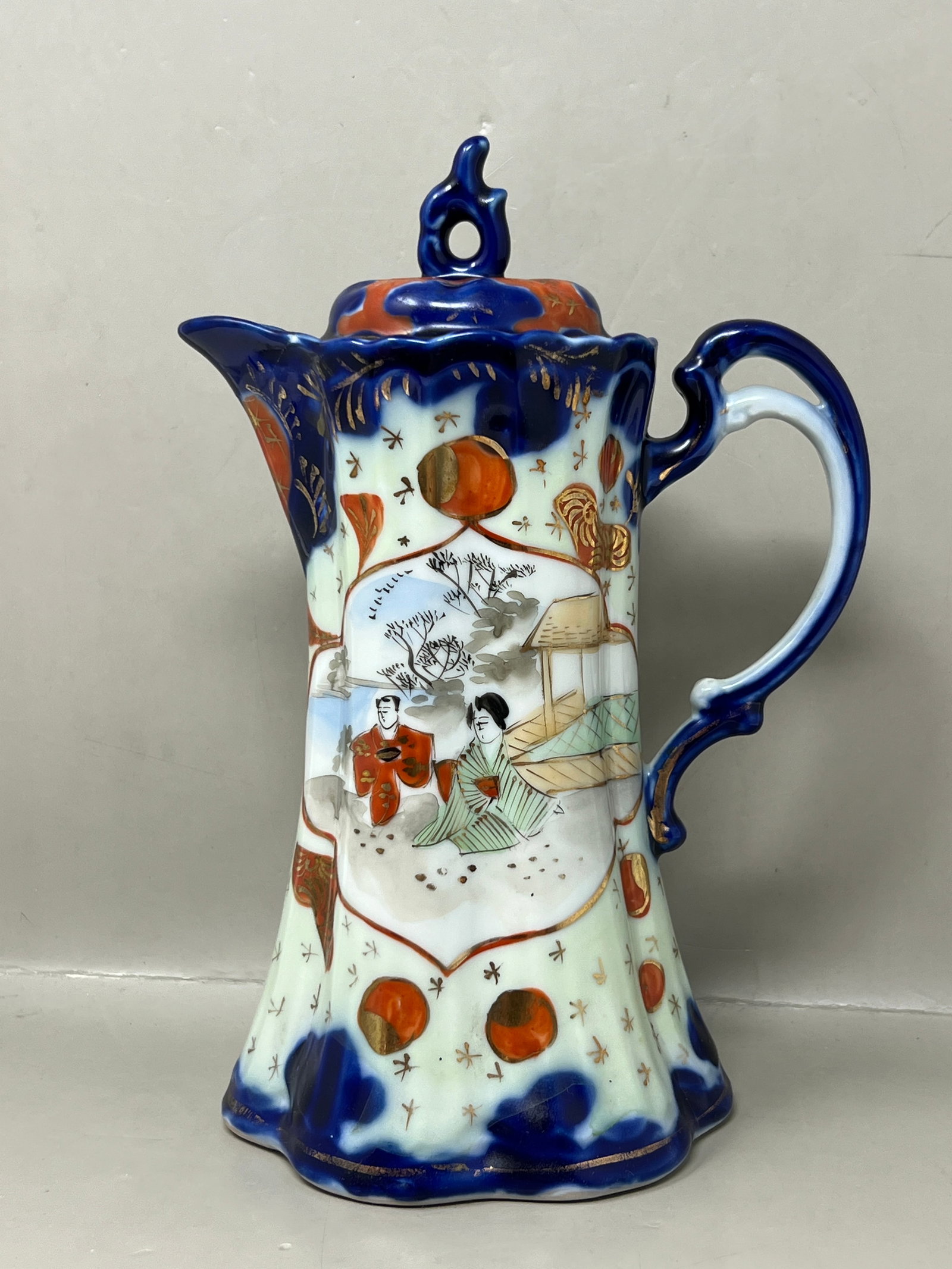 Antique Japanese Flow Blue Porcelain Chocolate Pot (1 of 9)