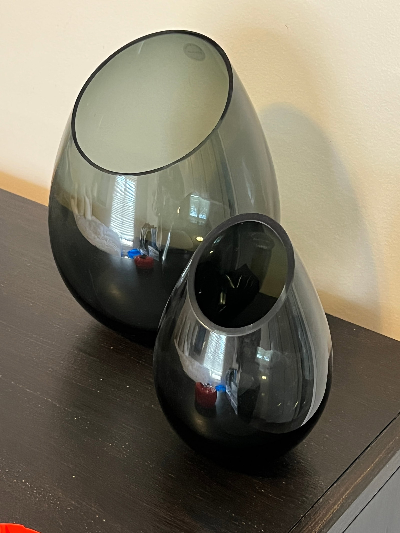 Pair of Blomus Art Glass Smoke Glass Orb Vases (1 of 5)