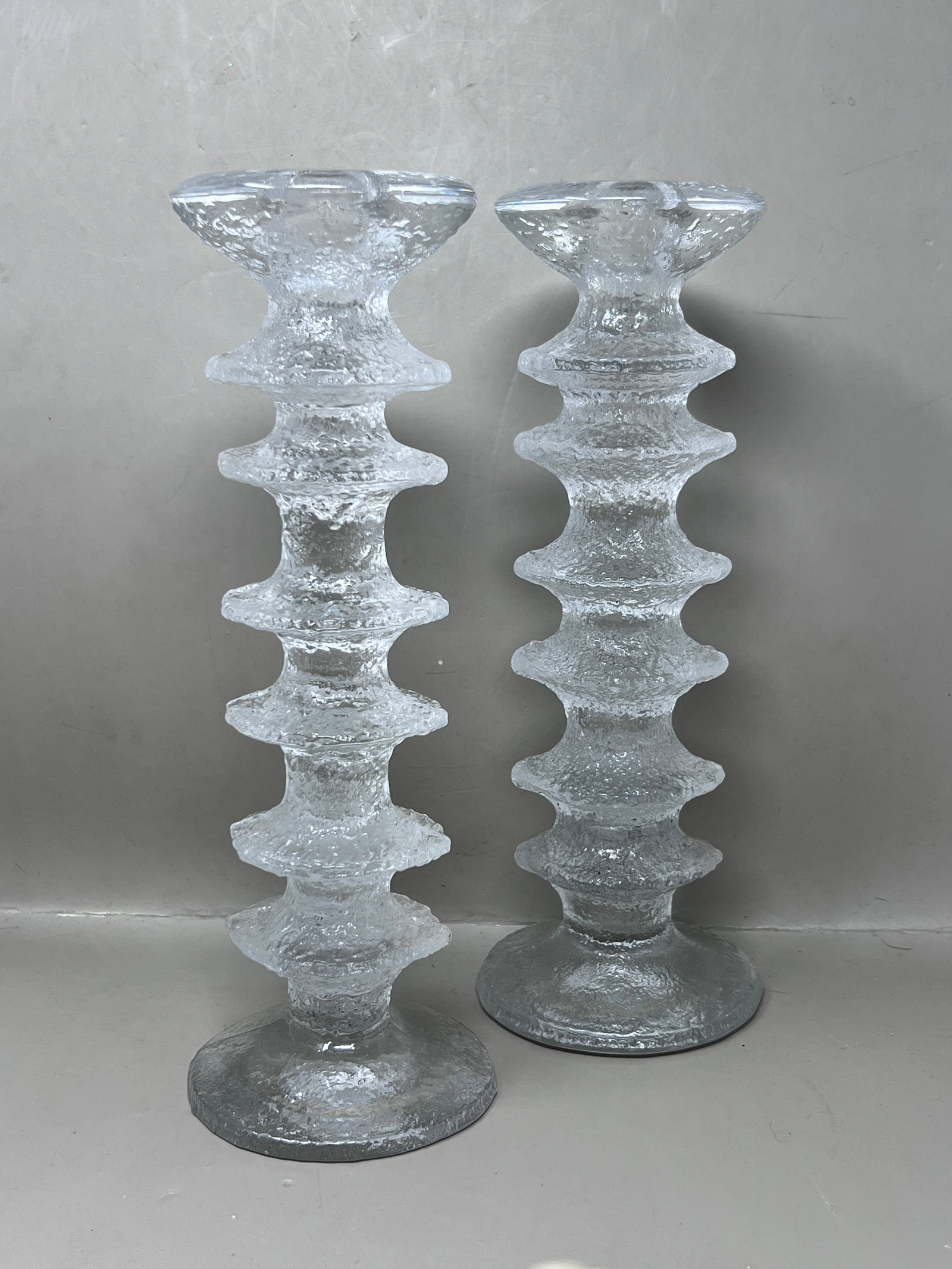 Pair of Artist Signed Brutalist Art Glass Candlesticks Candlestick Pair (1 of 8)