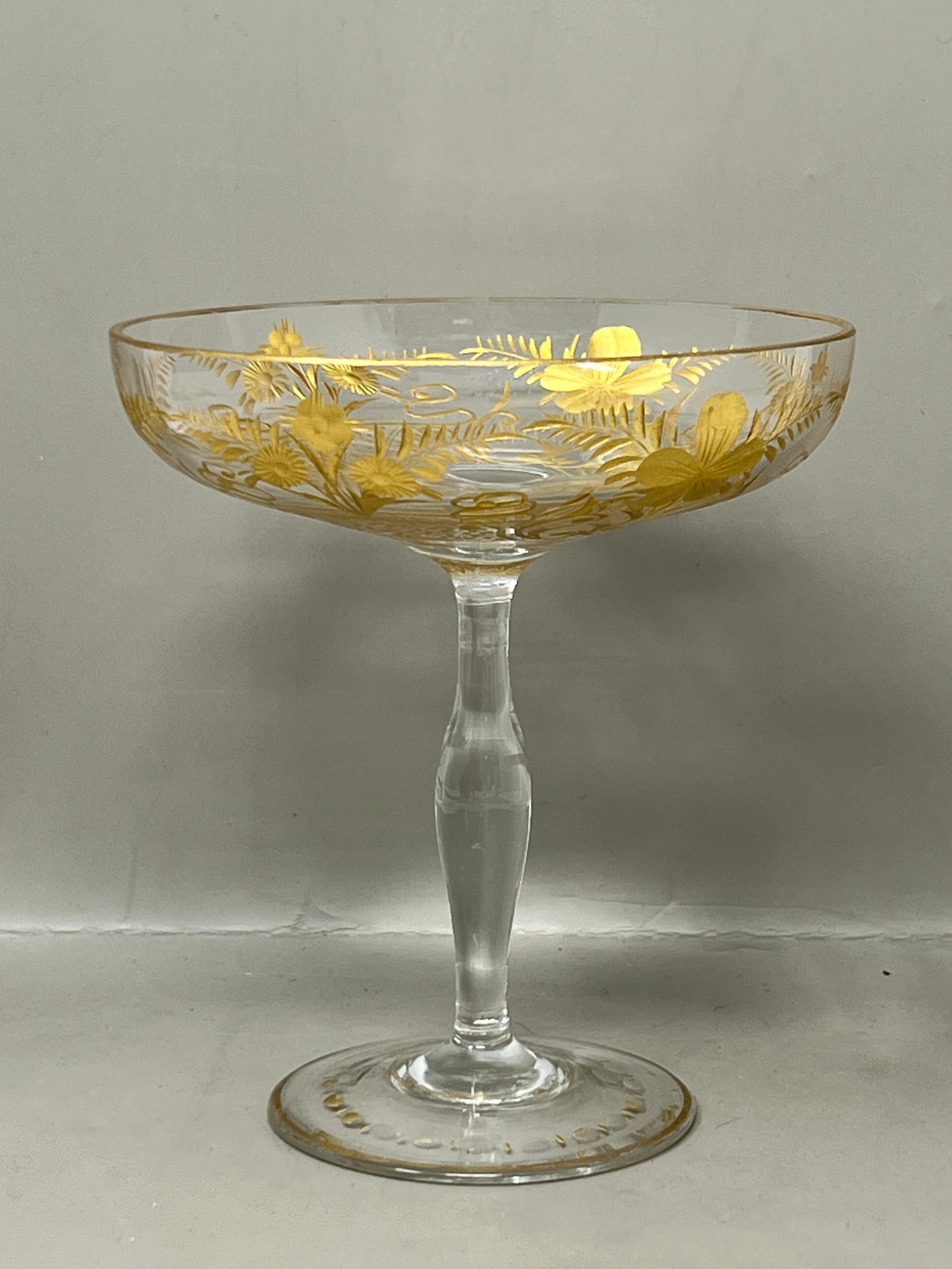 Antique Moser Style Gold on Glass Tazza Pedestal Bowl (1 of 7)