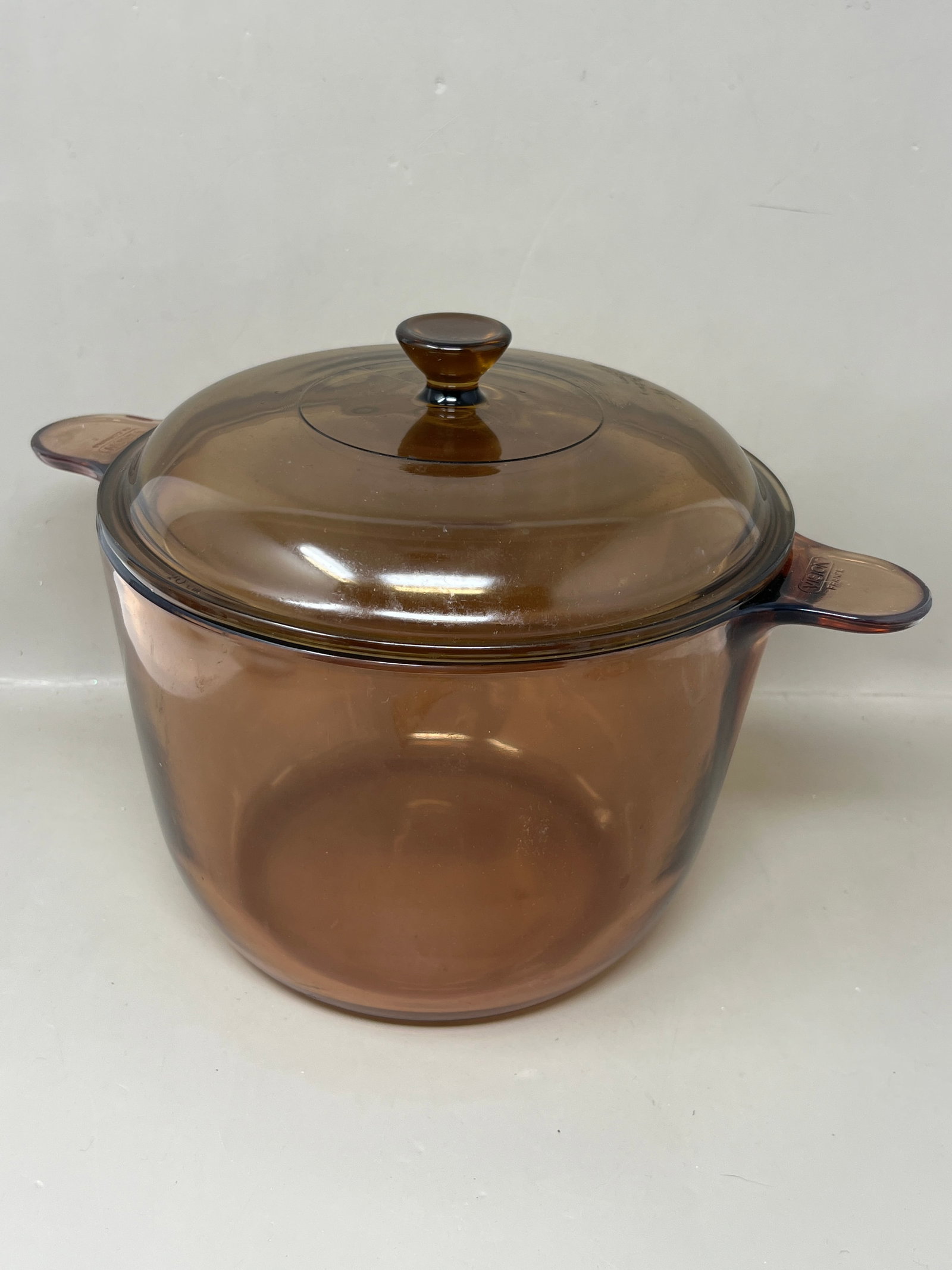 Visions by Corning Corelle Amber Glass 5QT Glass Dutch Oven: Fun Fact: This is colloquially known as glass cookware, but is not actually glass! It is technically semi-transparent ceramic