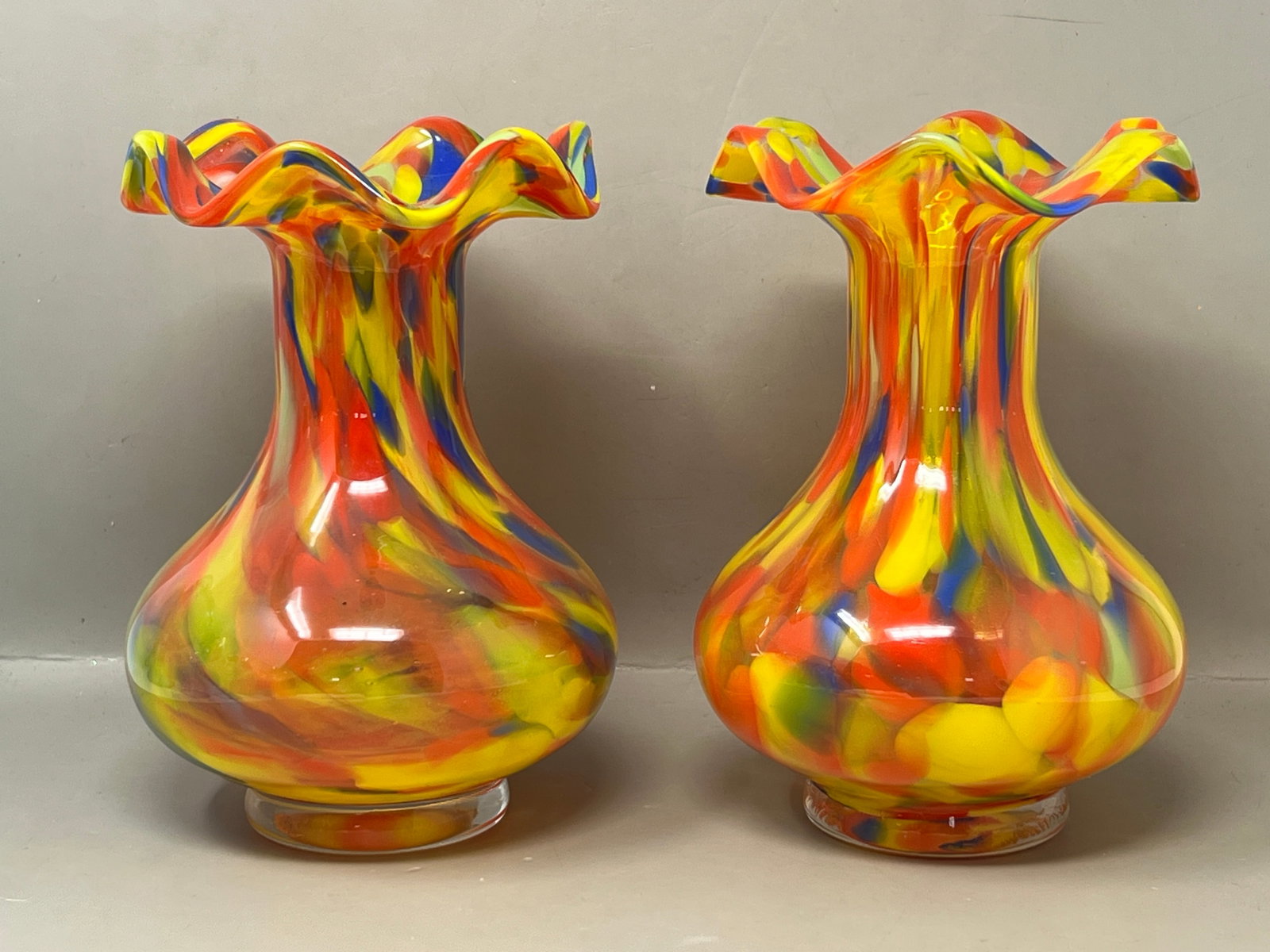 Modern Fluted Pair of Art Glass Vases (1 of 8)