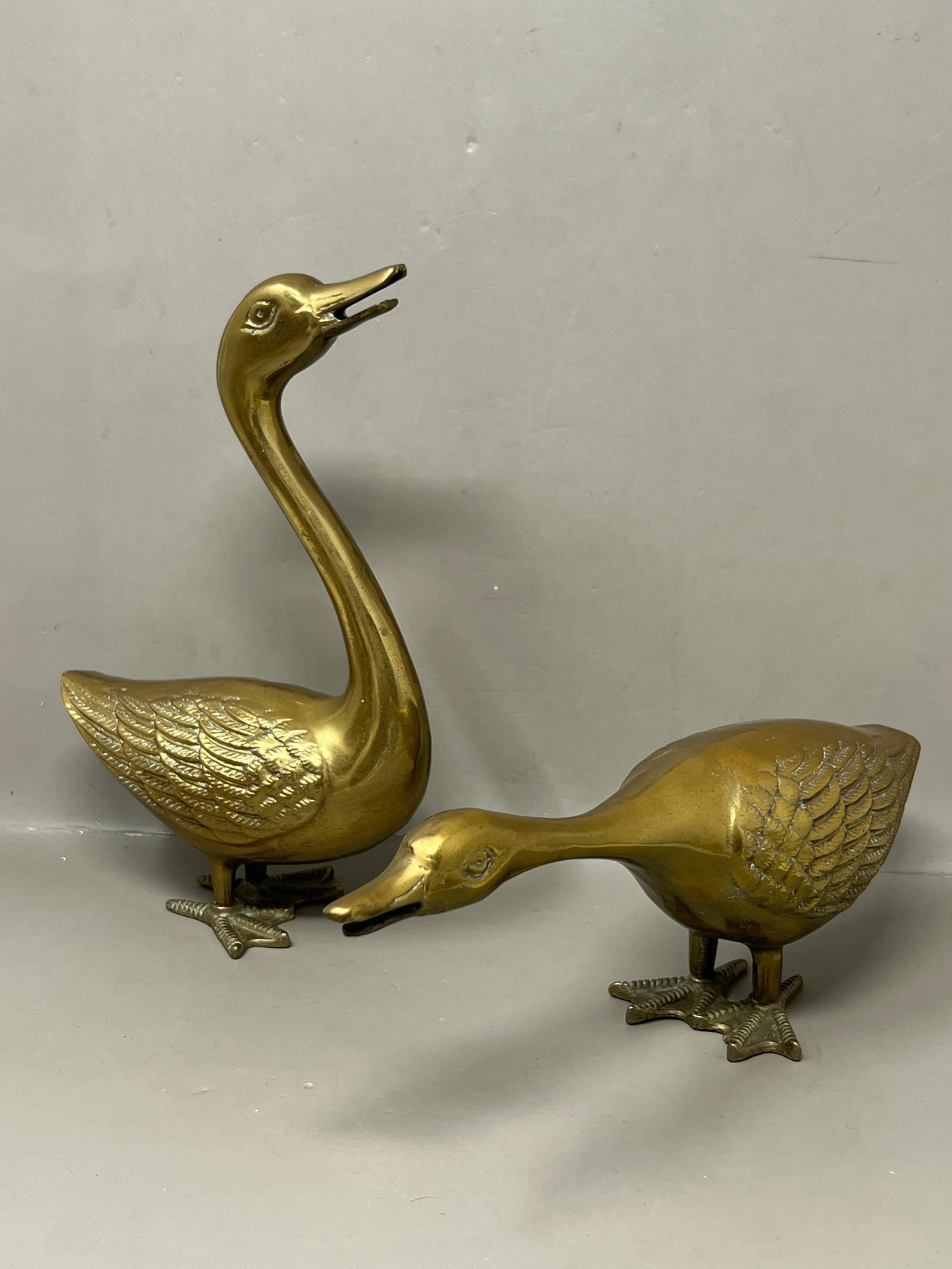 Vintage Solid Brass Goose Duck Figurine Statues: Great condition