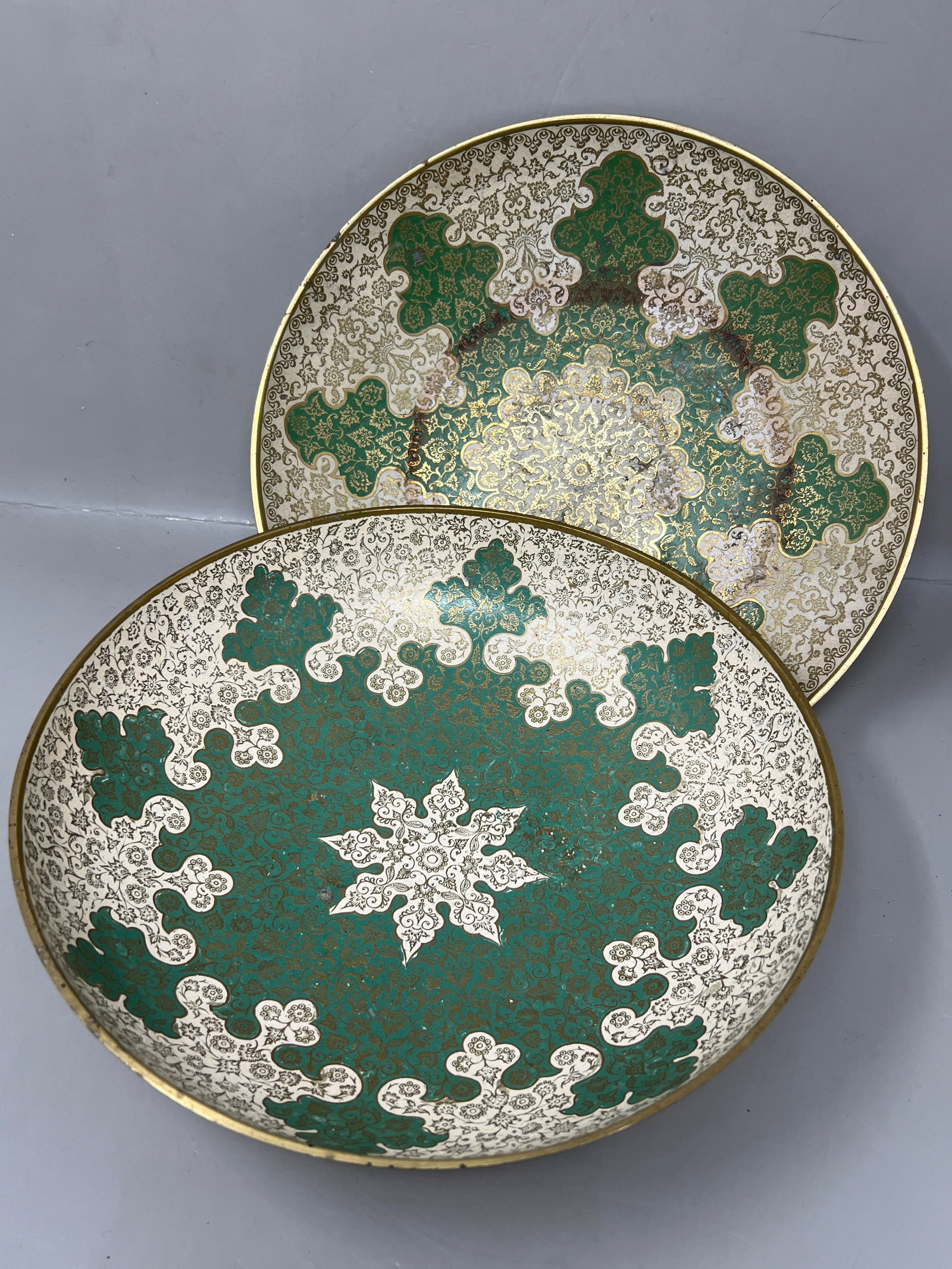 Vintage Indian Enameled Brass Decorative Bowls (1 of 6)