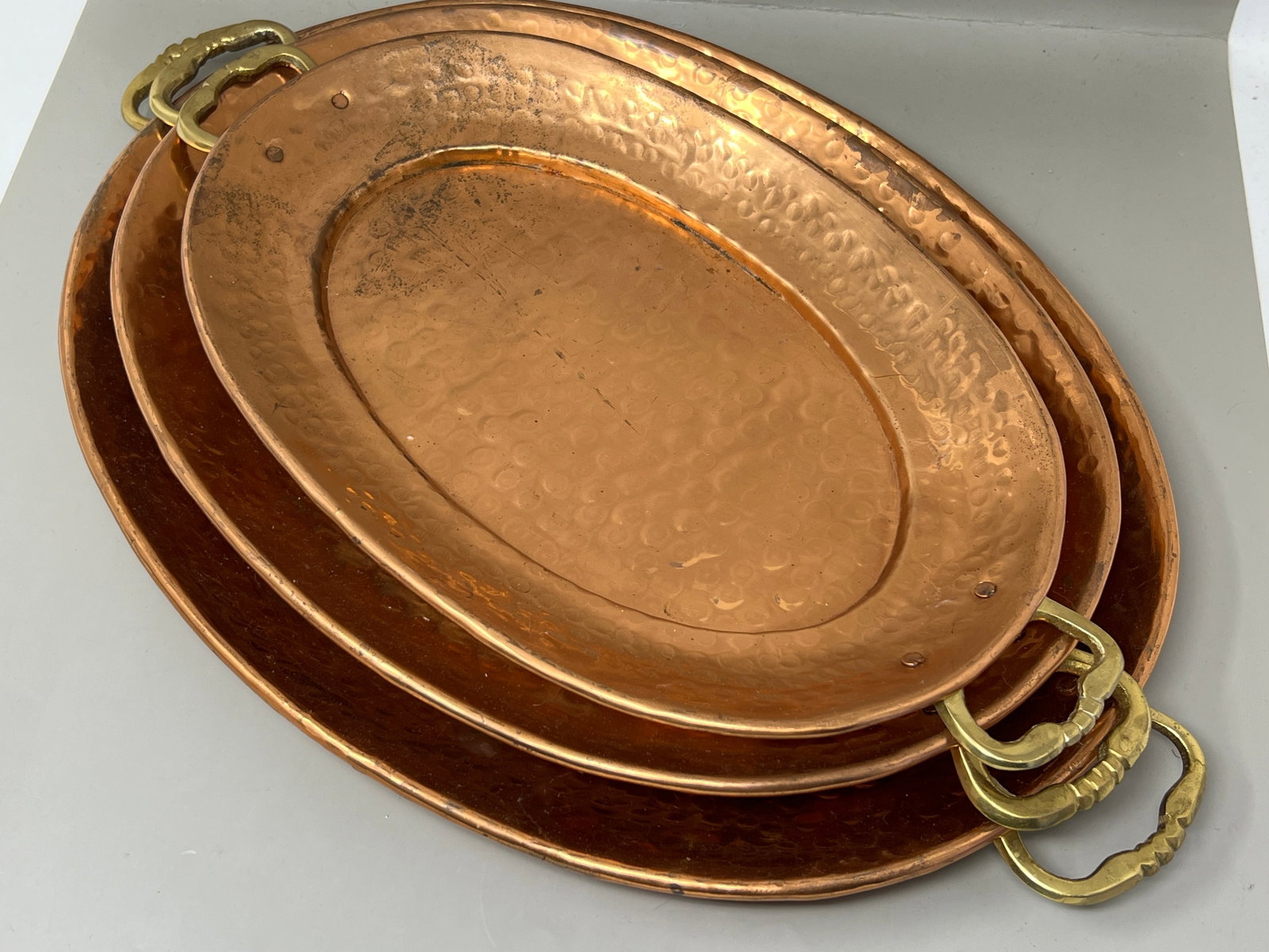Trio of Hammered Copper Trays (1 of 11)