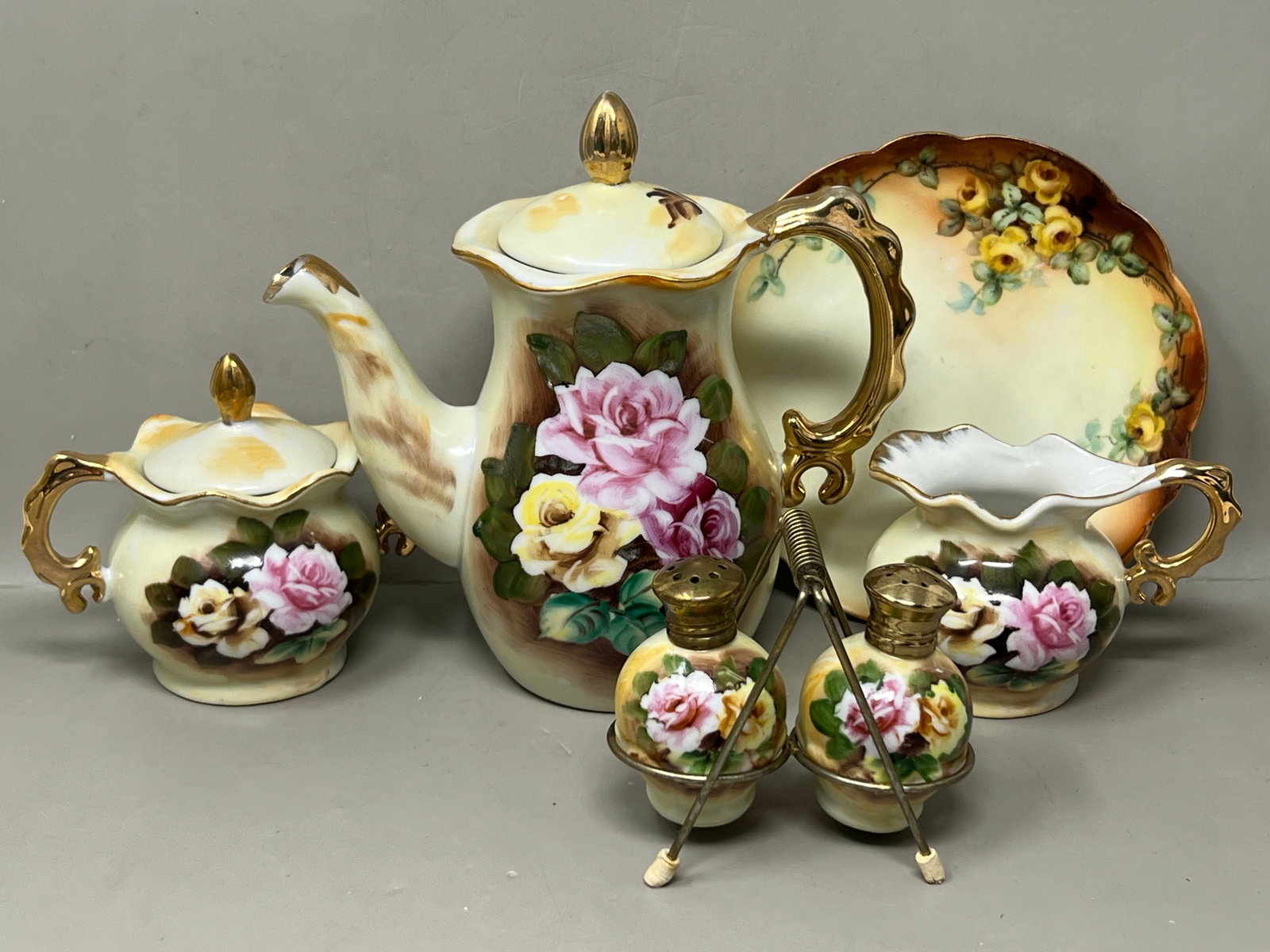 Lefton Heritage Rose Tea Set c. 1940s/50s w Extras (1 of 13)
