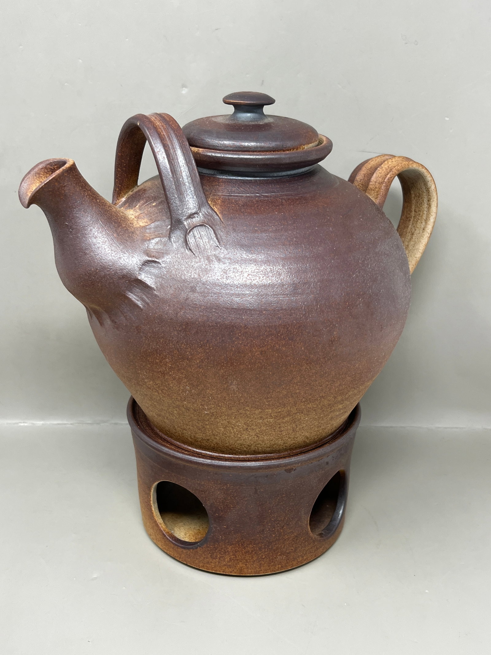 Midcentury Danish Søholm Stentøj Studio Pottery Teapot & Stand: great condition, and stamped