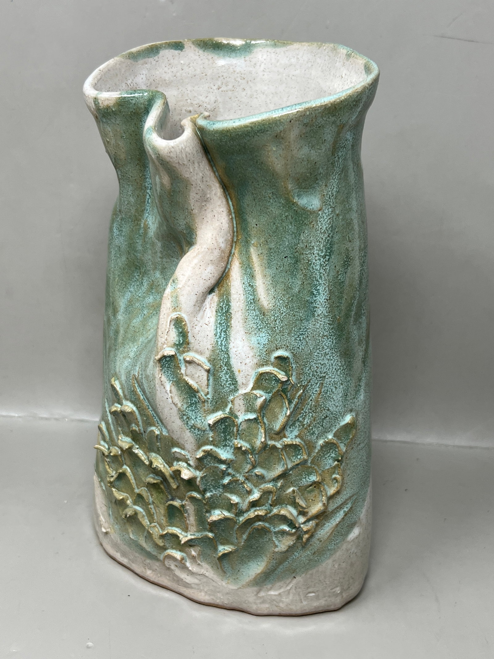 Signed Studio Pottery Pinched Vase (1 of 9)