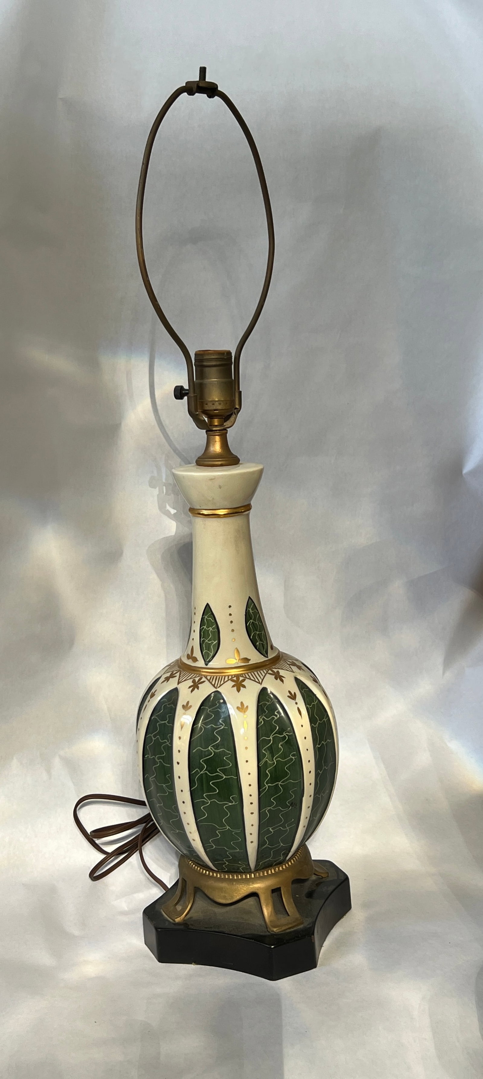 Green and Gold Midcentury Table Lamp: hard to find and stunning