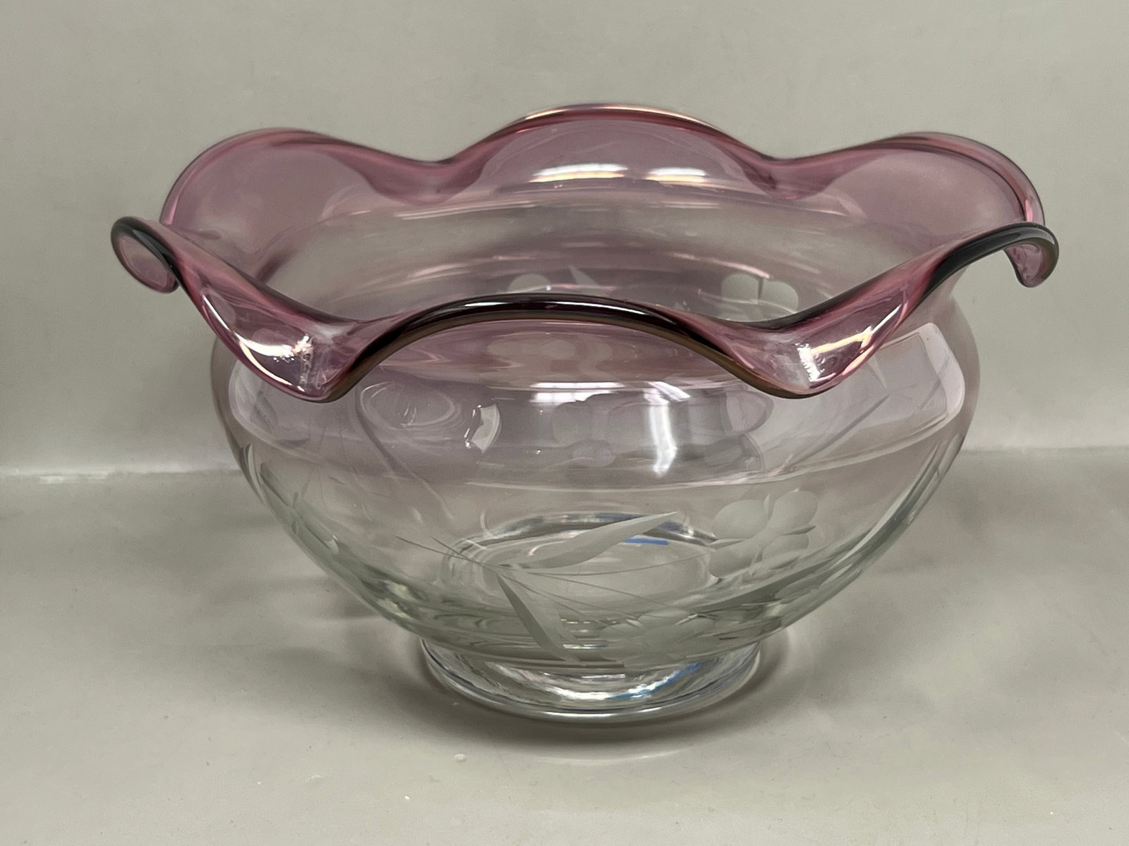 Lenox Floral Spirit Etched Handblown Ombre Glass Bowl (1 of 9)