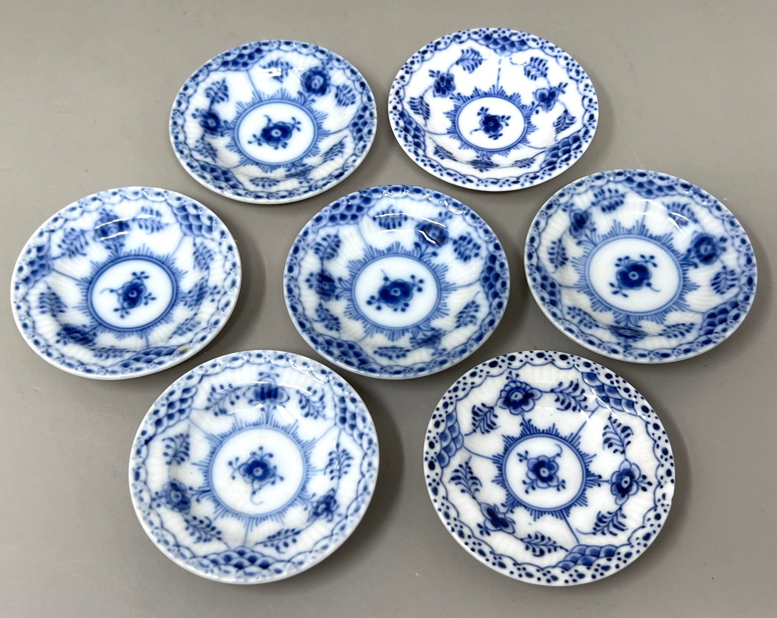 (7) Royal Copenhagen Blue Fluted Half Lace Butter Pat Caviar Dishes (1 of 18)