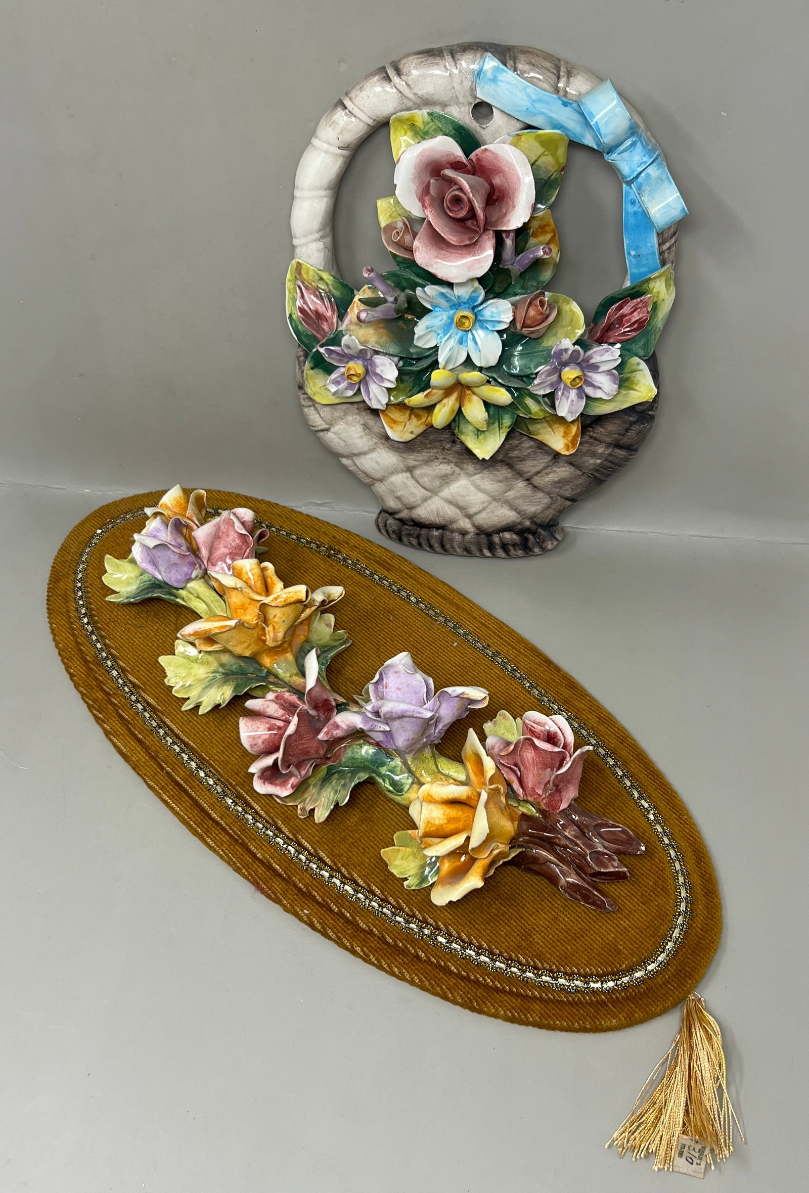 Vintage Capodimonte Italian Porcelain Floral Wall Hangings: Wonderfully Nona-esque