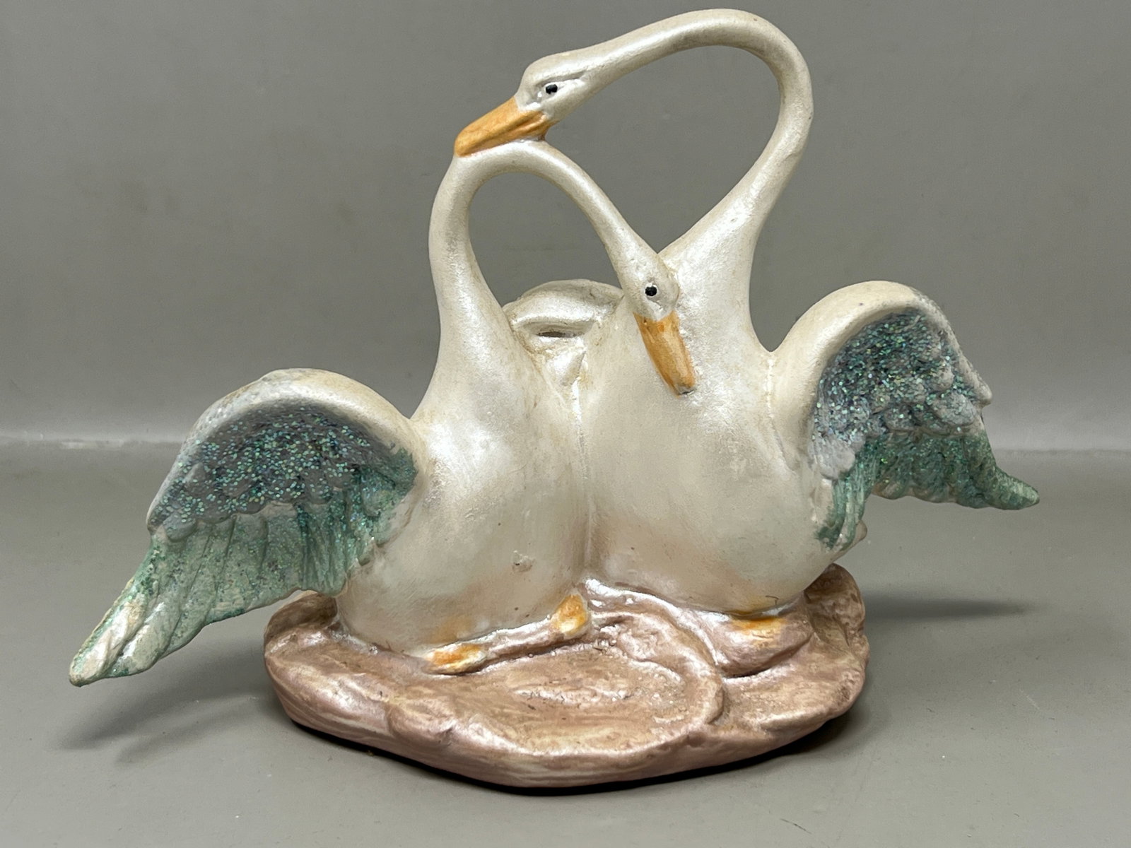 As Found Irridescent Italian Capodimonte Swan Figurine (1 of 11)
