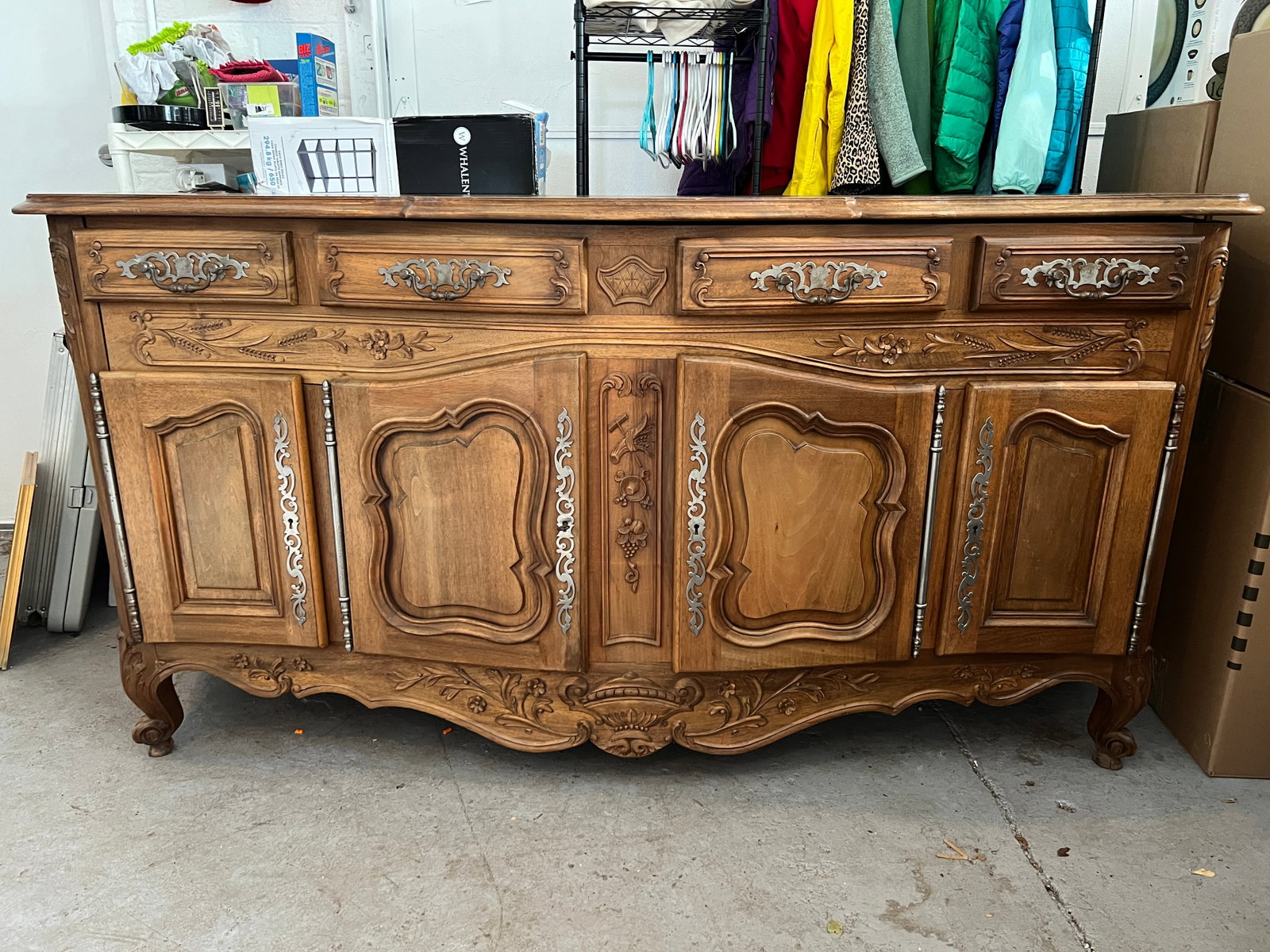 Antique European Carved Wood Buffet Cabinet (1 of 6)