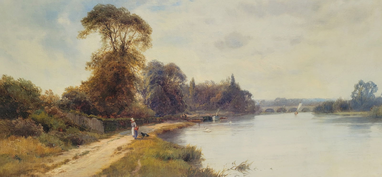 Antique Alfred DeBreanski Sr. Oil on Canvas - European Landscape, 24" x 36". (1 of 5)