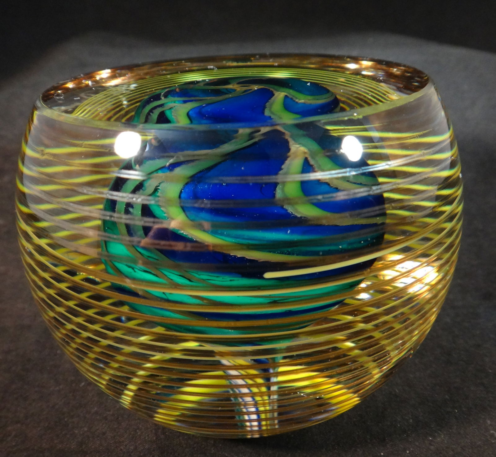 Rare Hal David Berger signed dated 1995 Art Glass Paperweight, 3 ½” d. x 2 ¾”  (1 of 8)