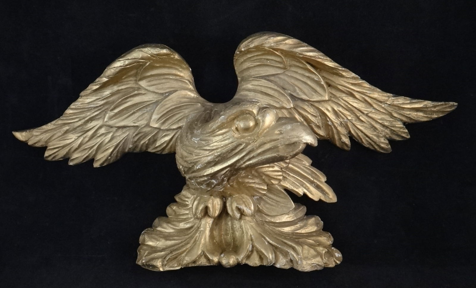 American Federal Period Carved Wood & Gold Leafed Eagle. c. 1800-1820. 18 3/8” x 9 ½̶ (1 of 12)