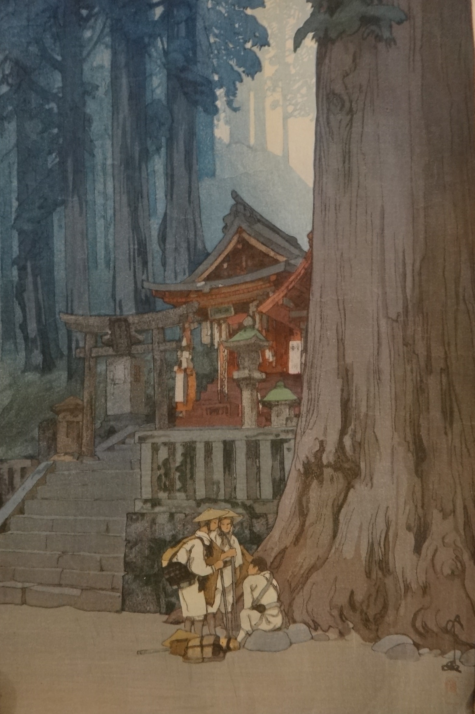 Original Hiroshi Yoshida Woodblock - Misty Day in Nikko. Jizuri seal , c. 1937. (1 of 9)