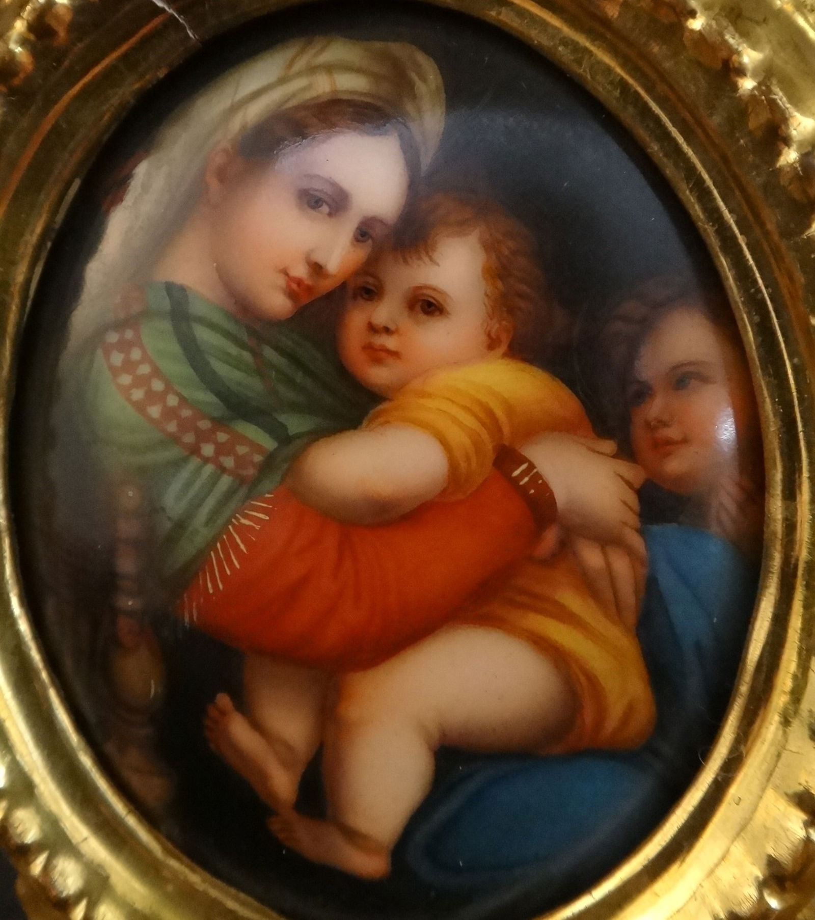Antique Italian Miniature Oil Painted on Porcelain, Madonna & Child. (1 of 7)