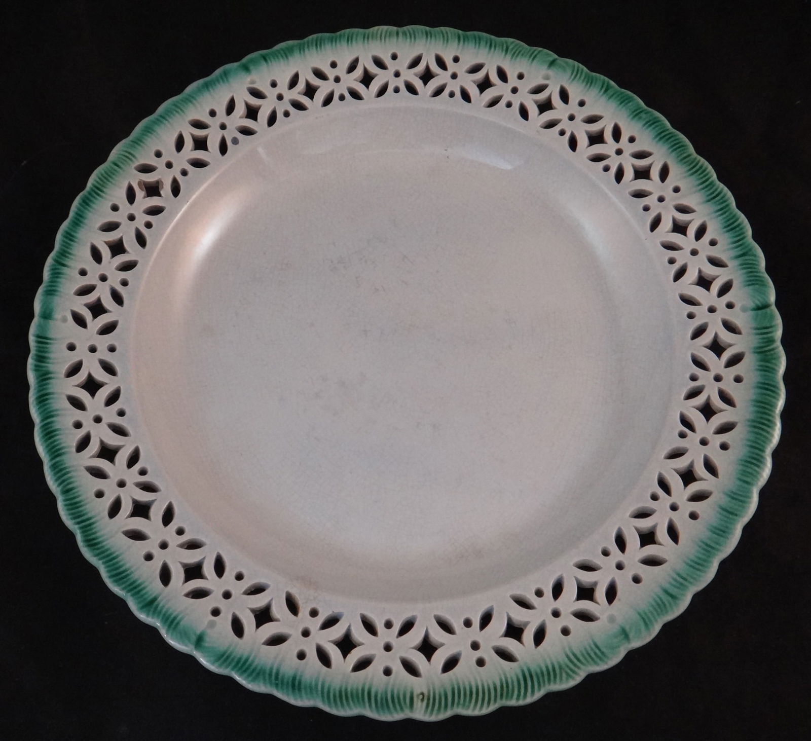 18th c.  English Creamware 8 ½” Shallow Bowl w/Pierced Rim (1 of 5)