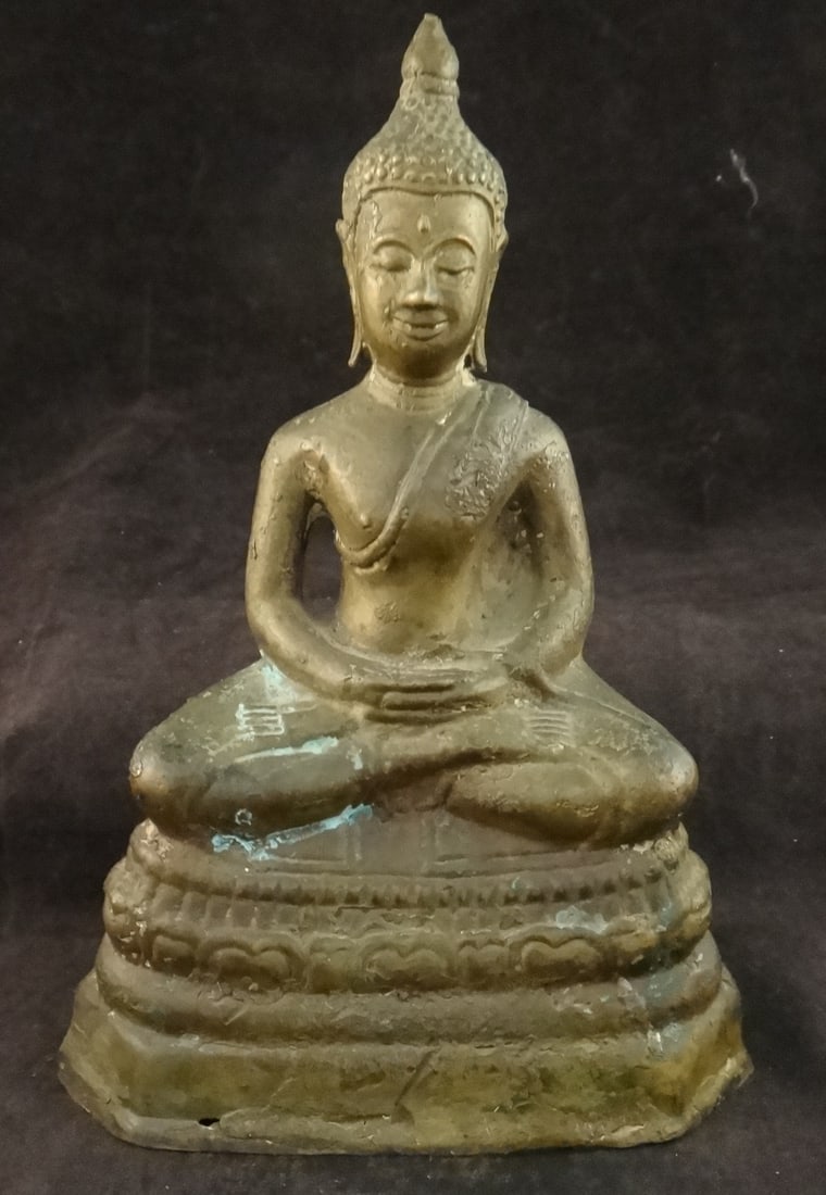 Antique Thai Seated Bronze 7 ½” Buddha - Dhyana Mudra (1 of 6)