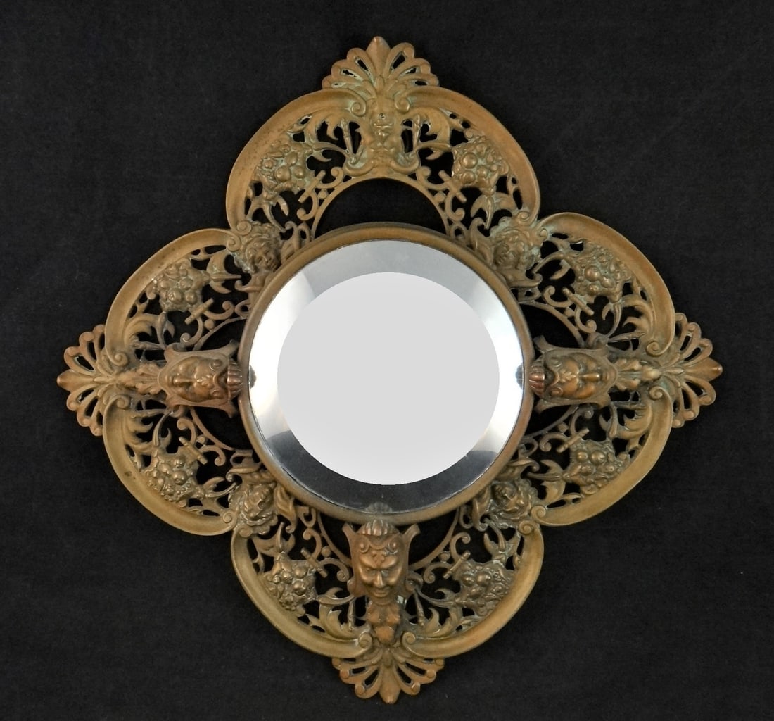 Antique Austrian Renaissance Revival Bronze Framed Mirror. (1 of 8)