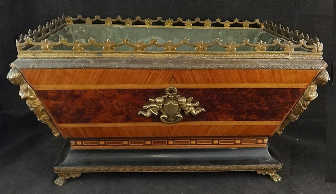 French Napoleon III Kingwood and Gilt Bronze Jardiniere Planter (1 of 12)