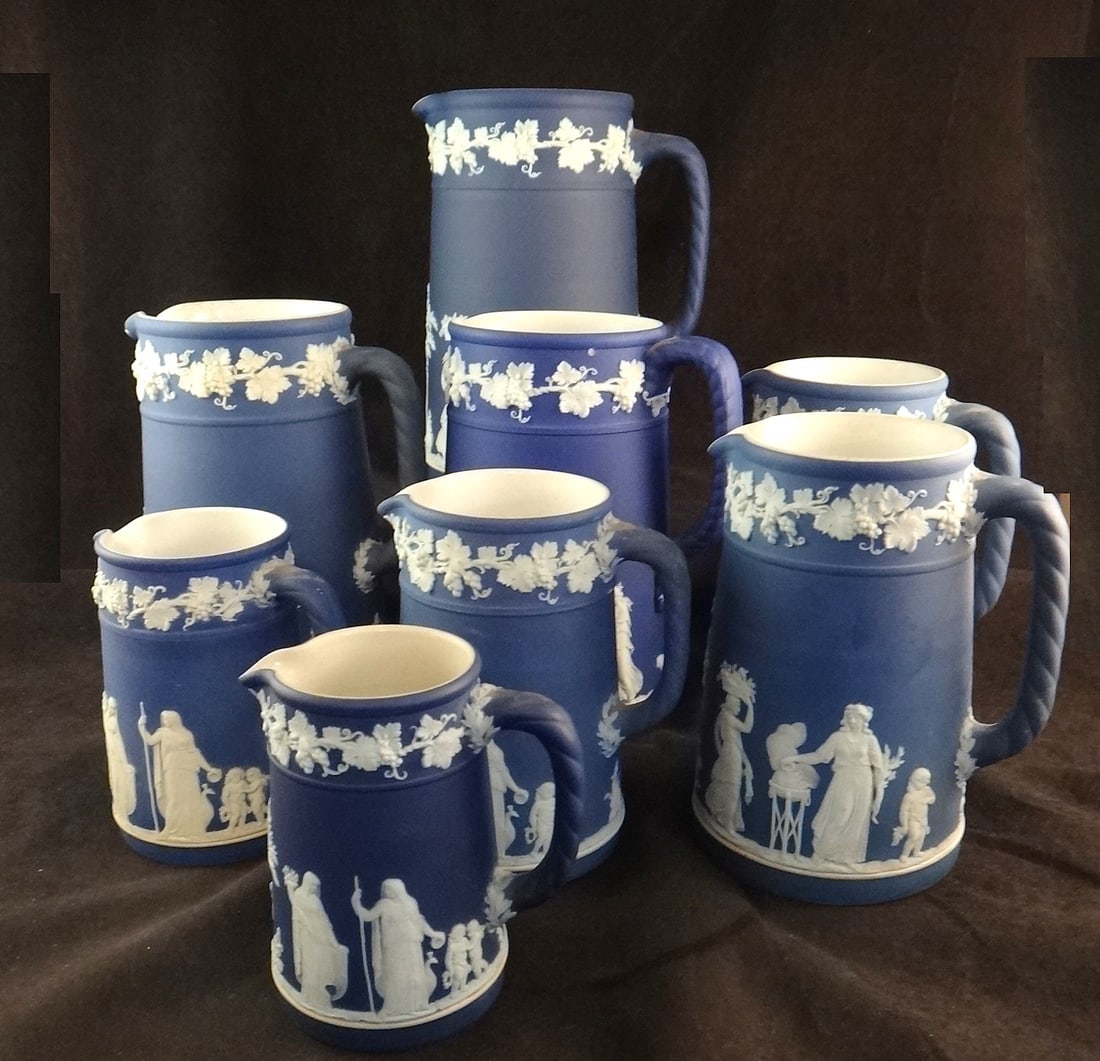 8pc Antique English Wedgwood Jasperware Pitchers (1 of 13)