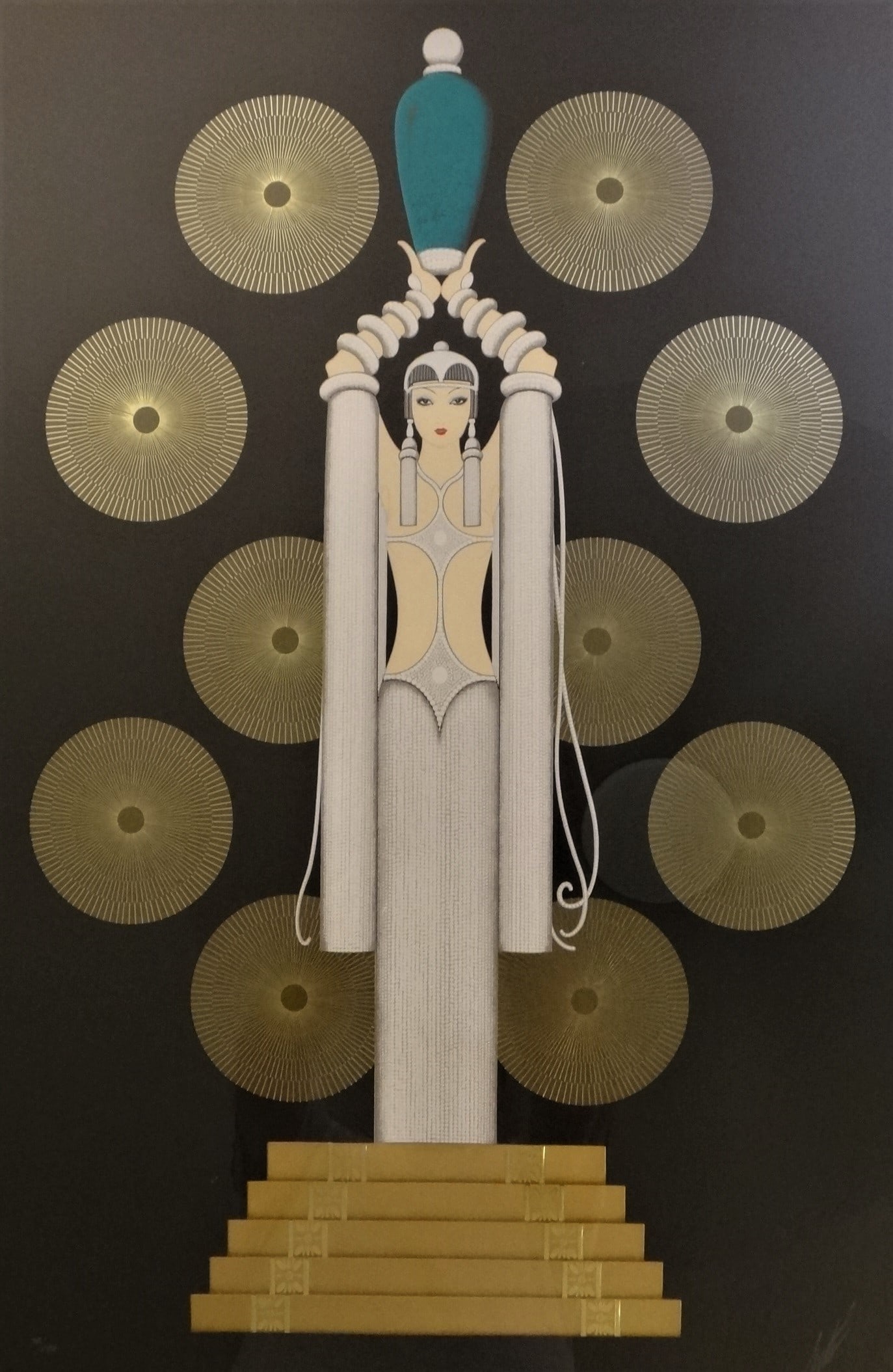 Erte - Emerald Vase - Serigraph w/foil embossing on black paper, Signed, LE 98/275 (1 of 7)