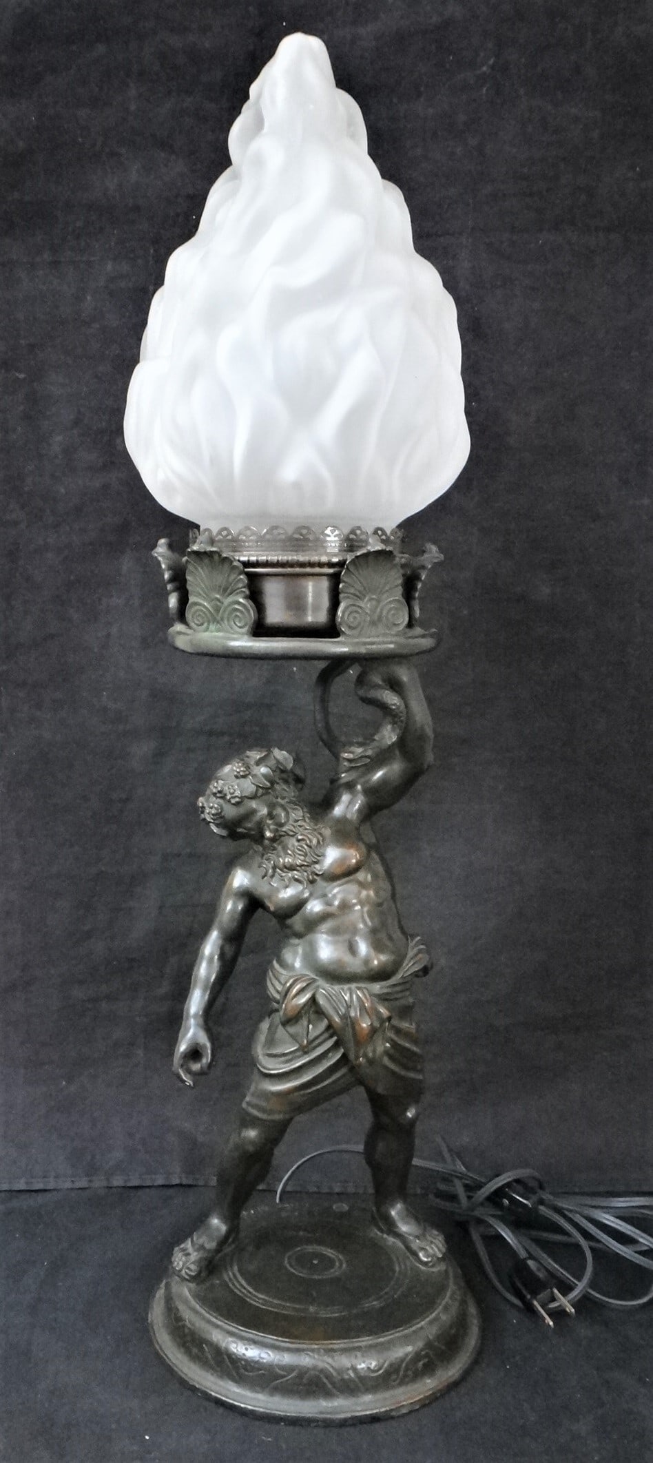 Swedish - Stockholm Bronze Grand Tour Bacchas Lamp, Roman God of Pleasure (1 of 10)