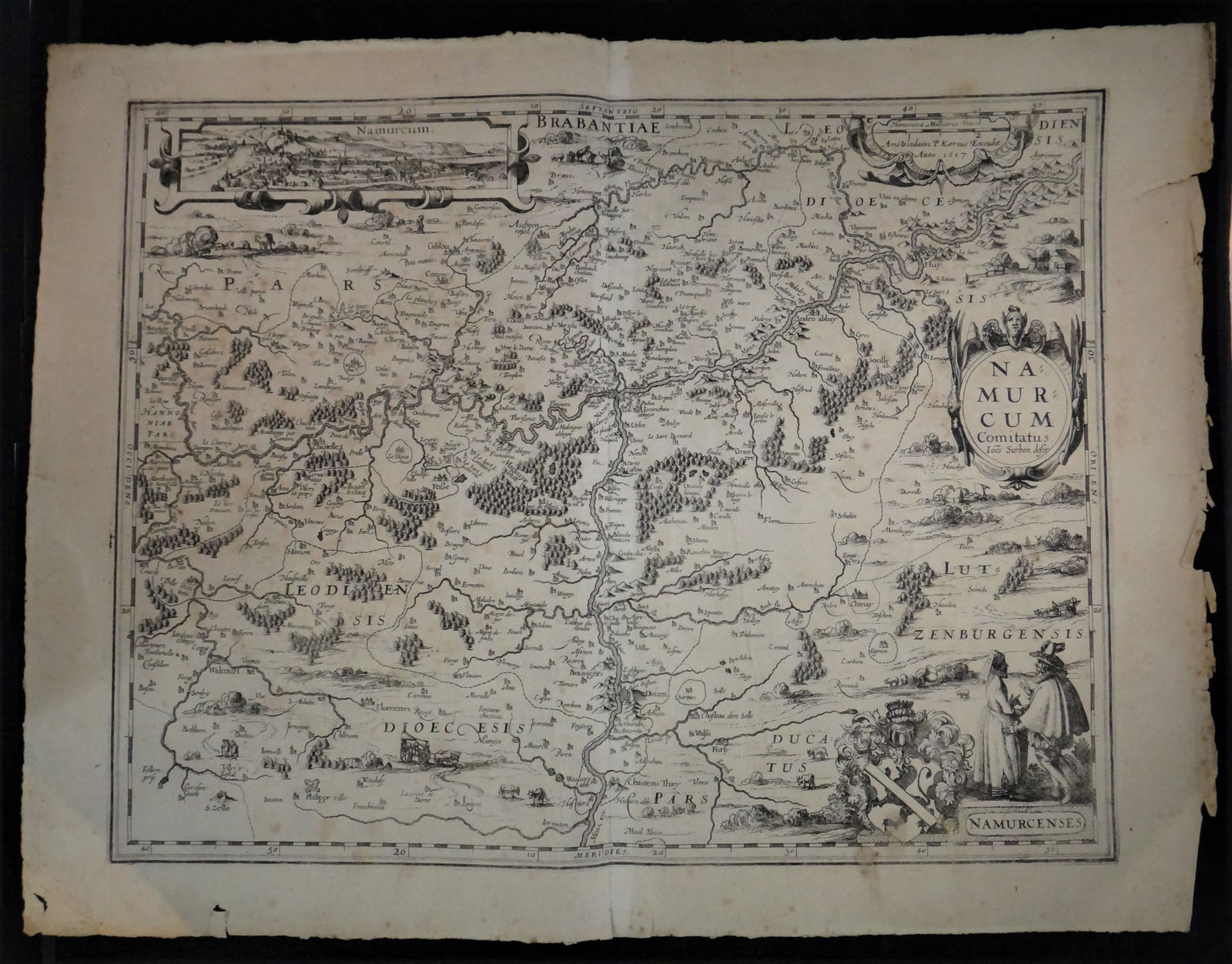 Lg. 1617 Amsterdam Engraved Map. Namurcum Comitatus. (1 of 8)