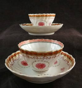 Pr. English Worcester Soft Paste Pottery Cups & Saucers (1 of 11)